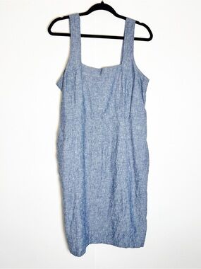 Elena Wang Linen Blend Chambray Dress Size Large